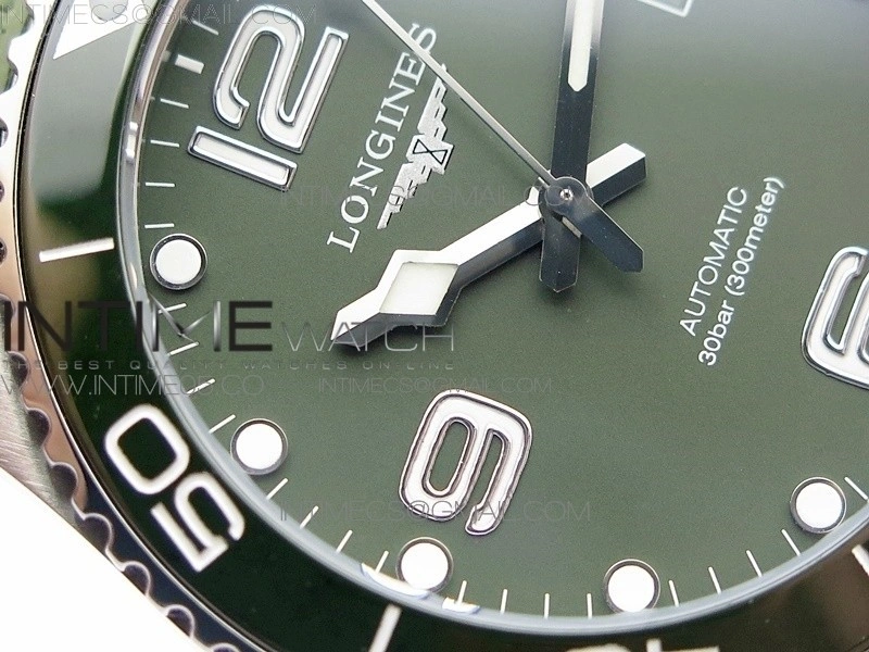 Conquest L3.840.4.56.6 Real Ceramic Bezel SS ZF 1:1 Best Edition Green dial On Green Rubber Strap A2824